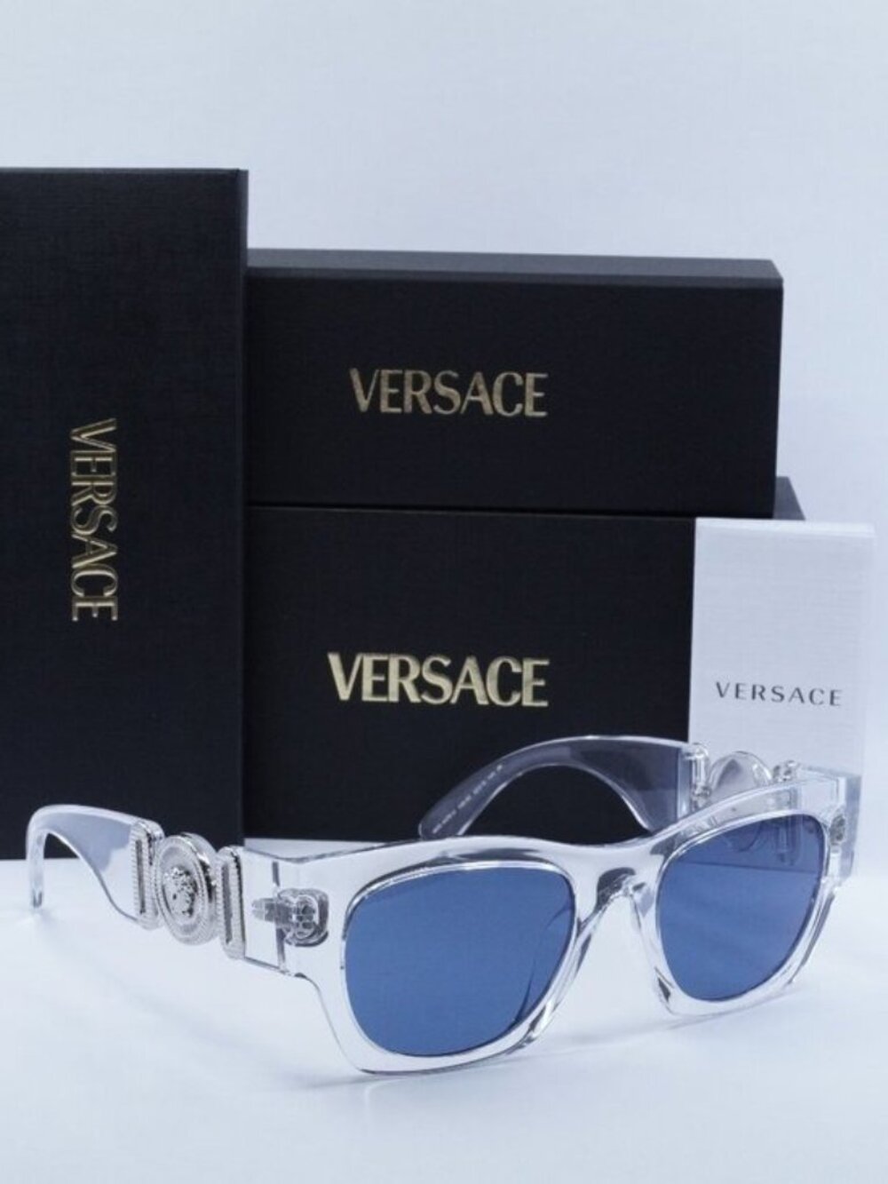 Versace VE4479U 148/80 Square Sunglasses - Transparent / Blue